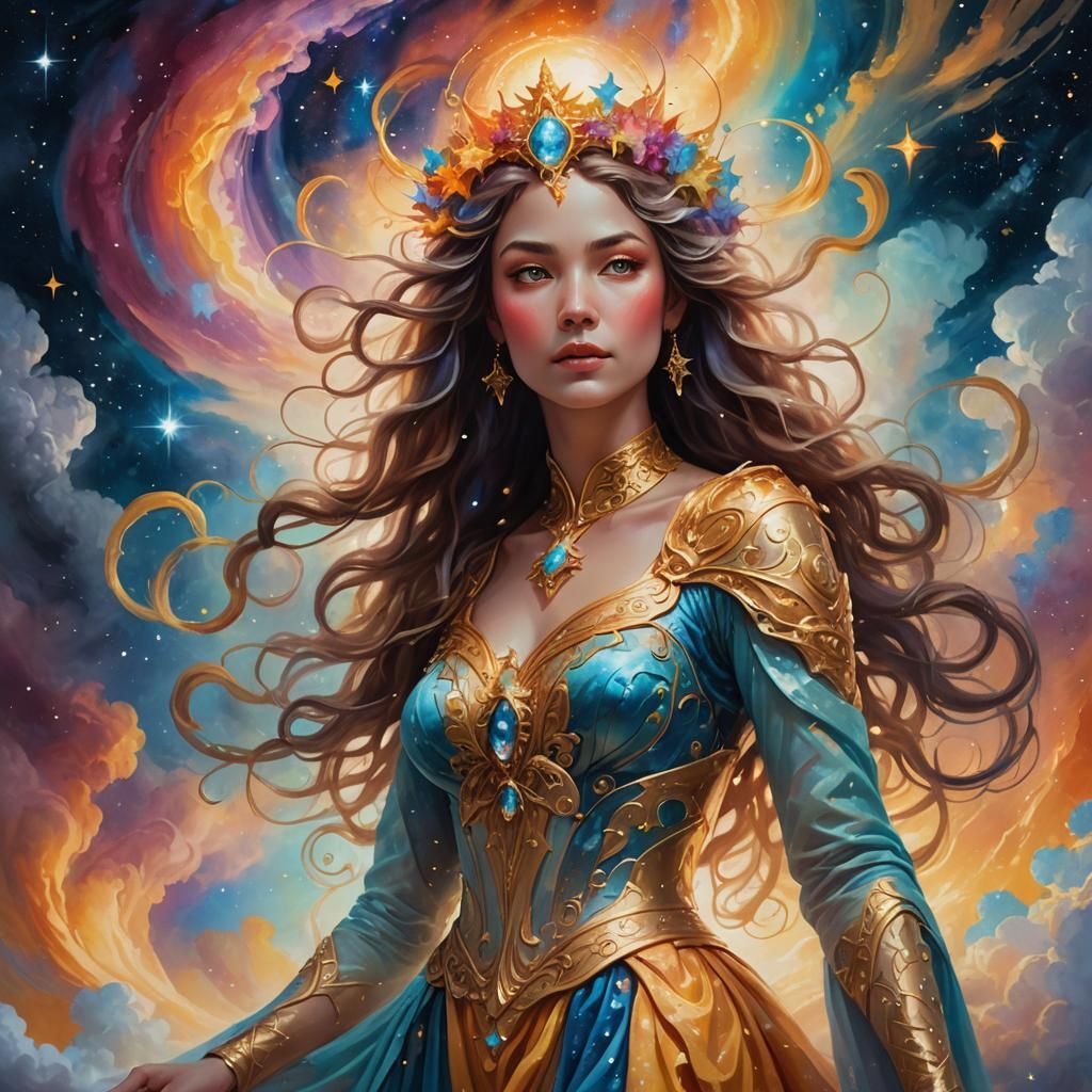 Dreamlike Goddess Portrait in Oil Painting Style