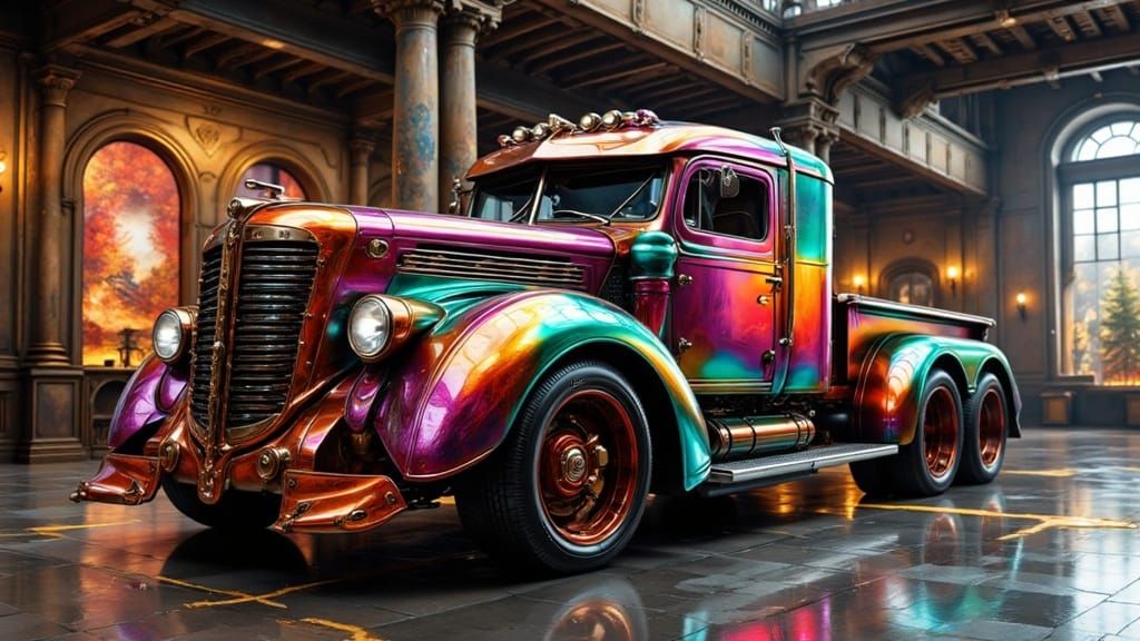 Custom Demon Mecha Truck in Showroom