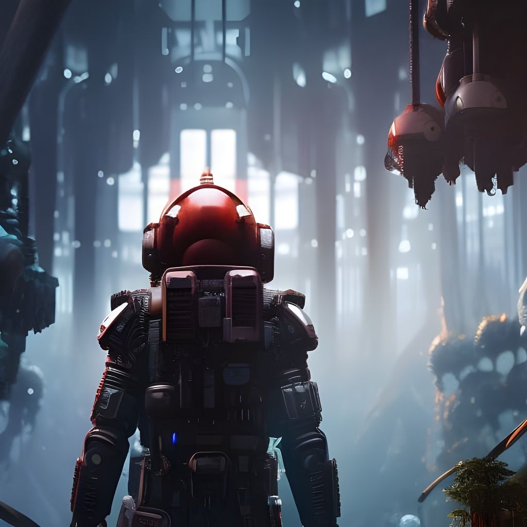 Mushroompunk Soldier in Fungi Armor, OIl Painting Style