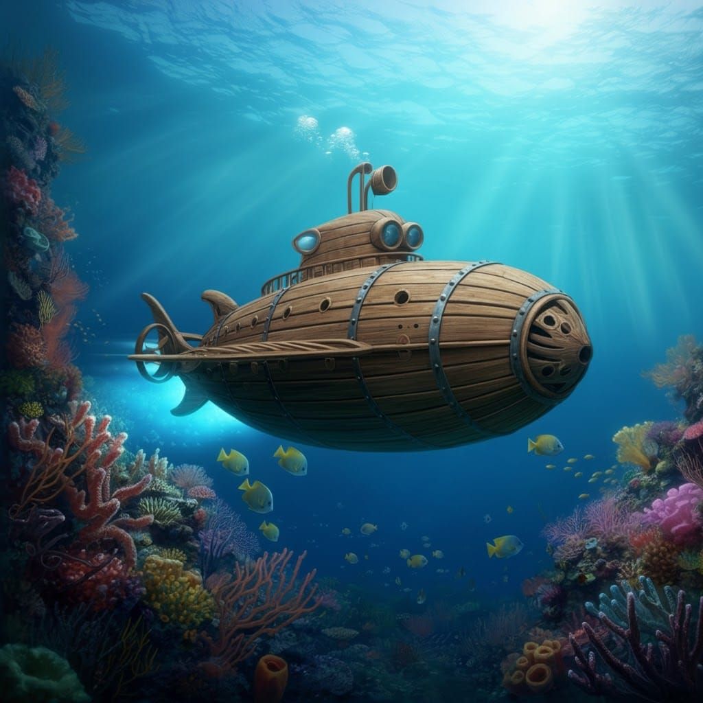 Greek Fantasy Submarine Diving in Coral Reef