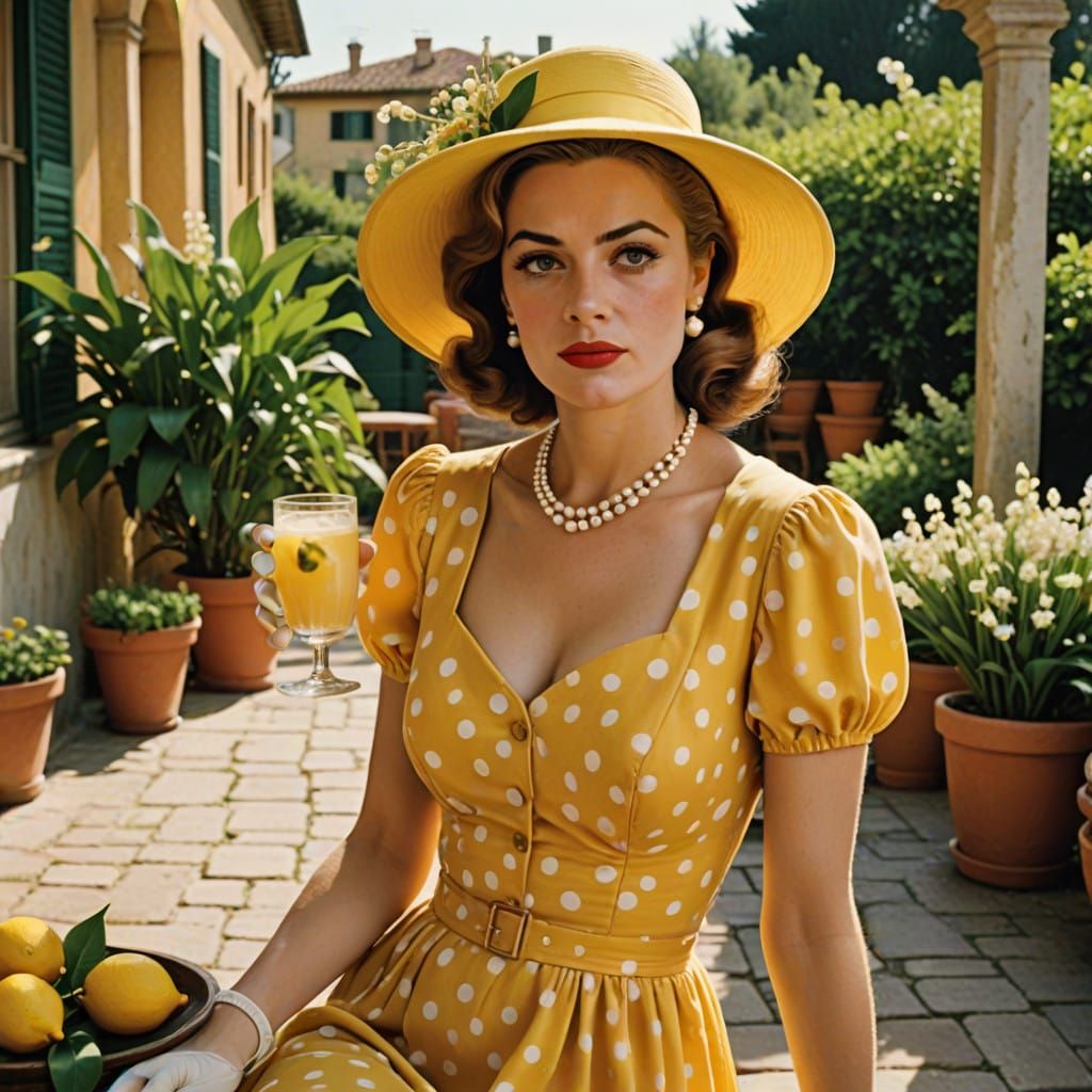 Vintage Italian Pin-Up Girl with Pink Lemonade Spritz