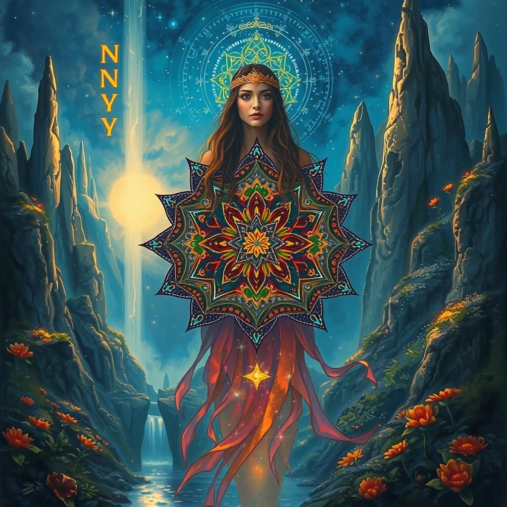 Magical Fantasy Landscape Mandala in Alcohol Ink and Oil