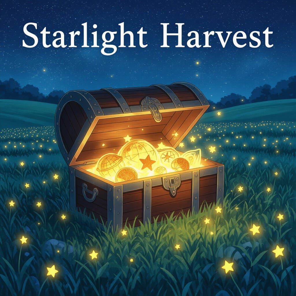 Vintage Treasure Chest in Starlit Meadow