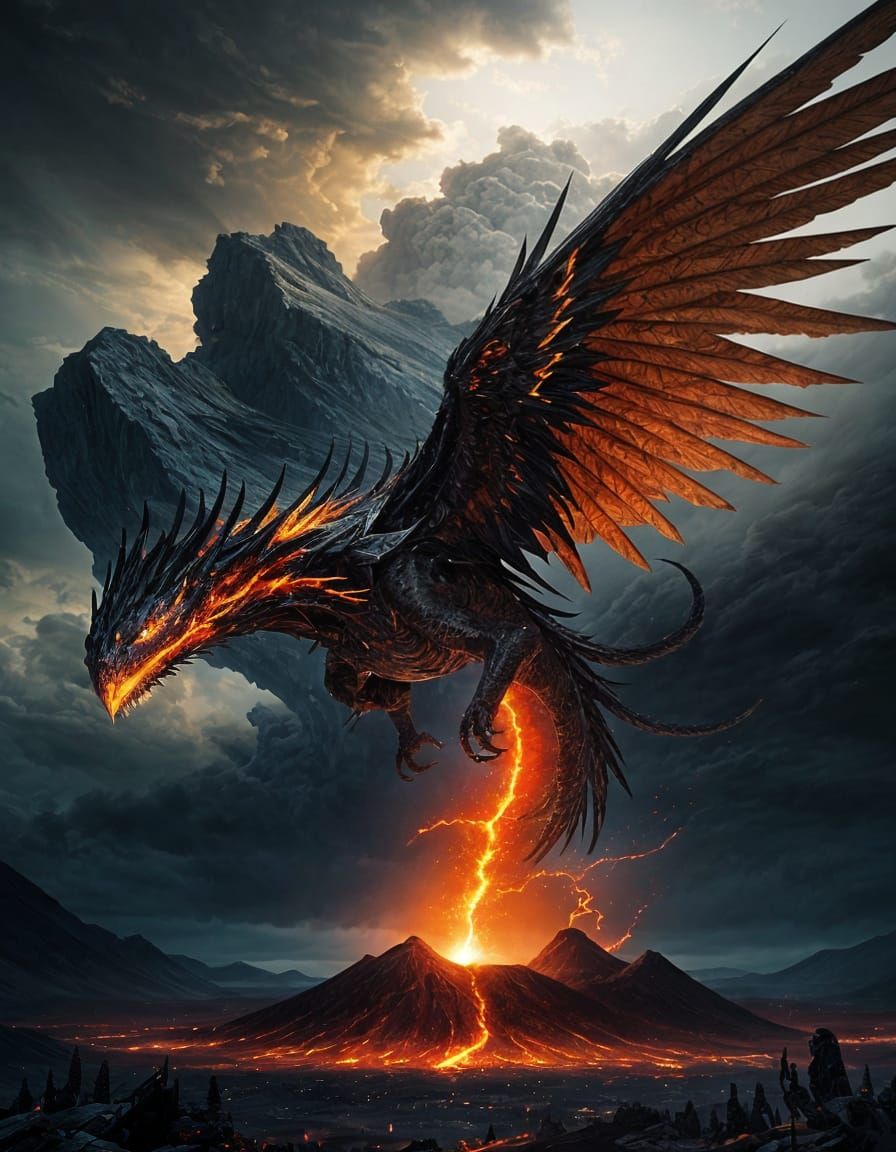 Obsidian Serpent Elemental in Epic Landscape