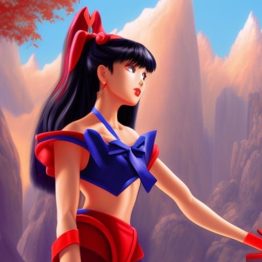 Sailor Mars, Rei Hino: Detailed Matte Painting