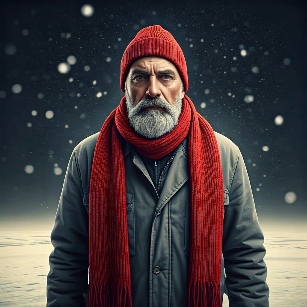 Distinguished Italian Geologist in Snowy Landscape