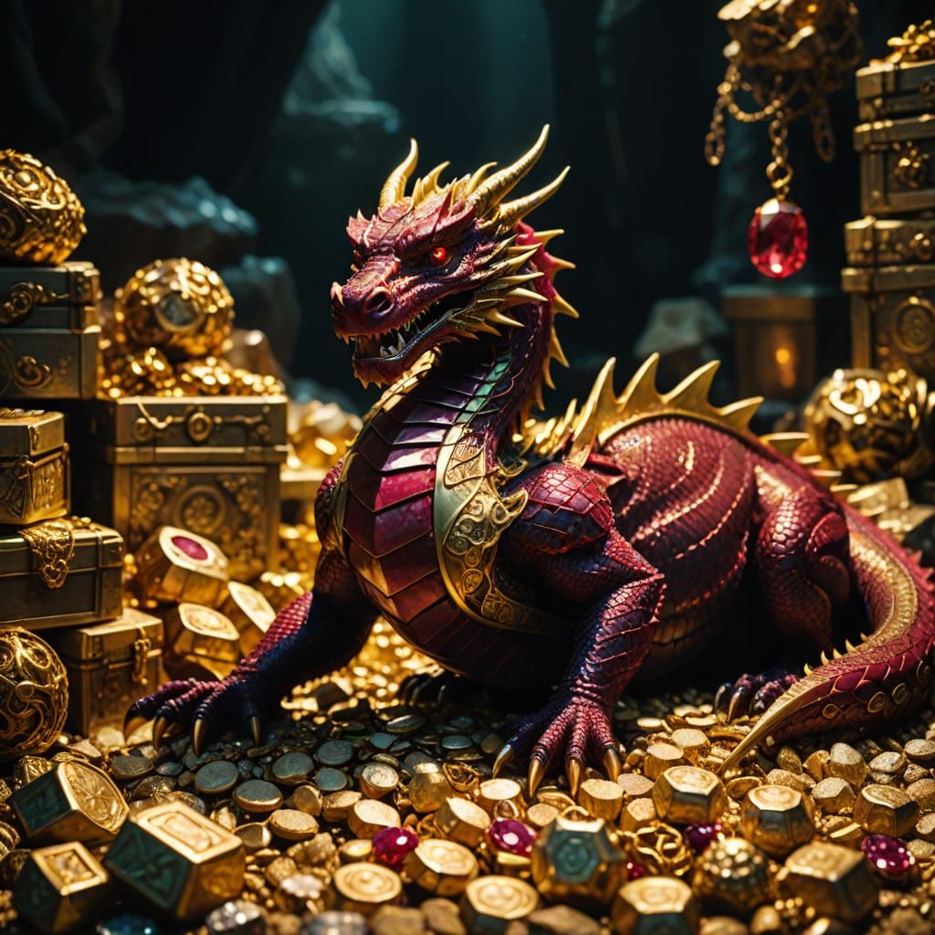 Regal Ruby Dragon Guards Treasures