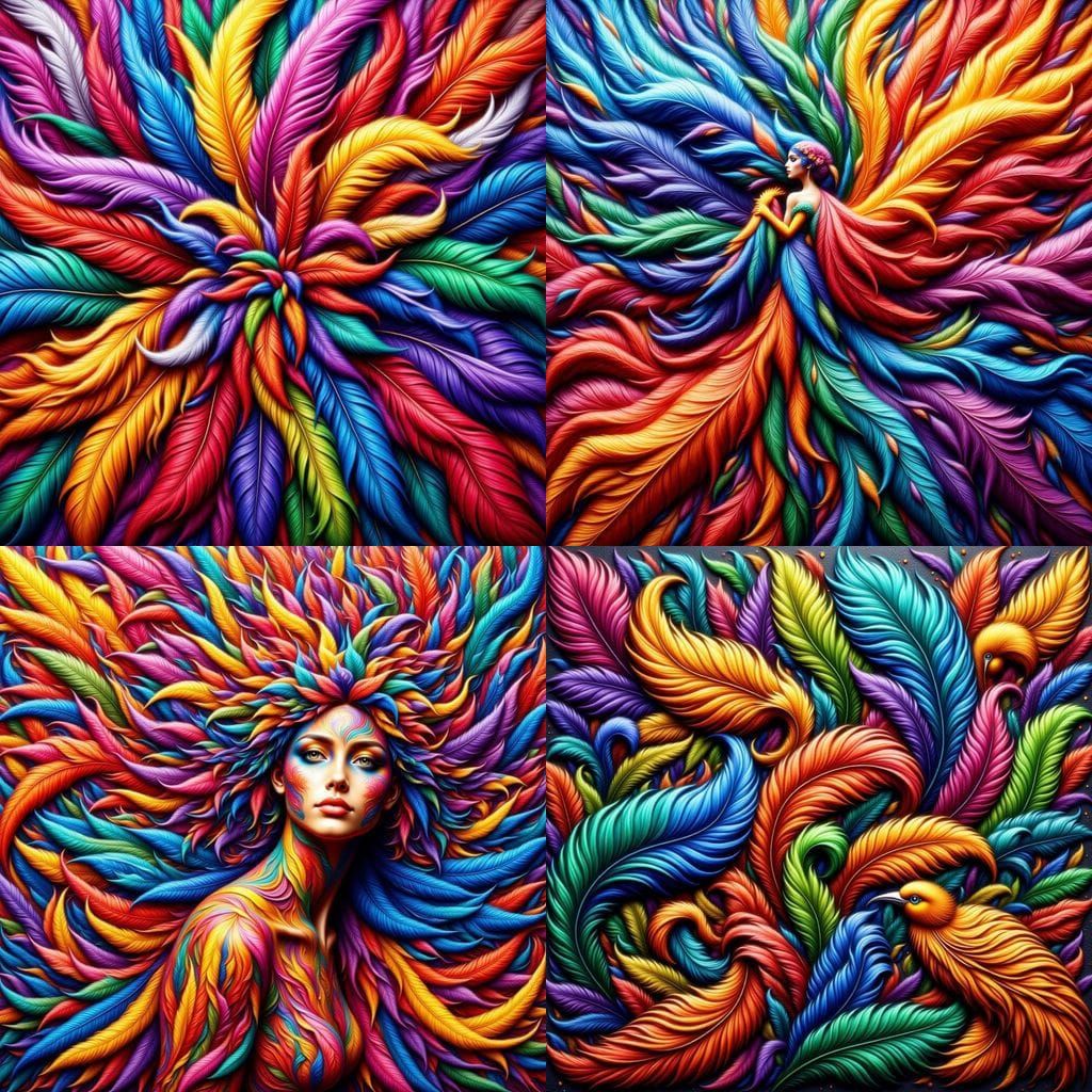 Feathered Patchwork: A Colorful Woven Artwork