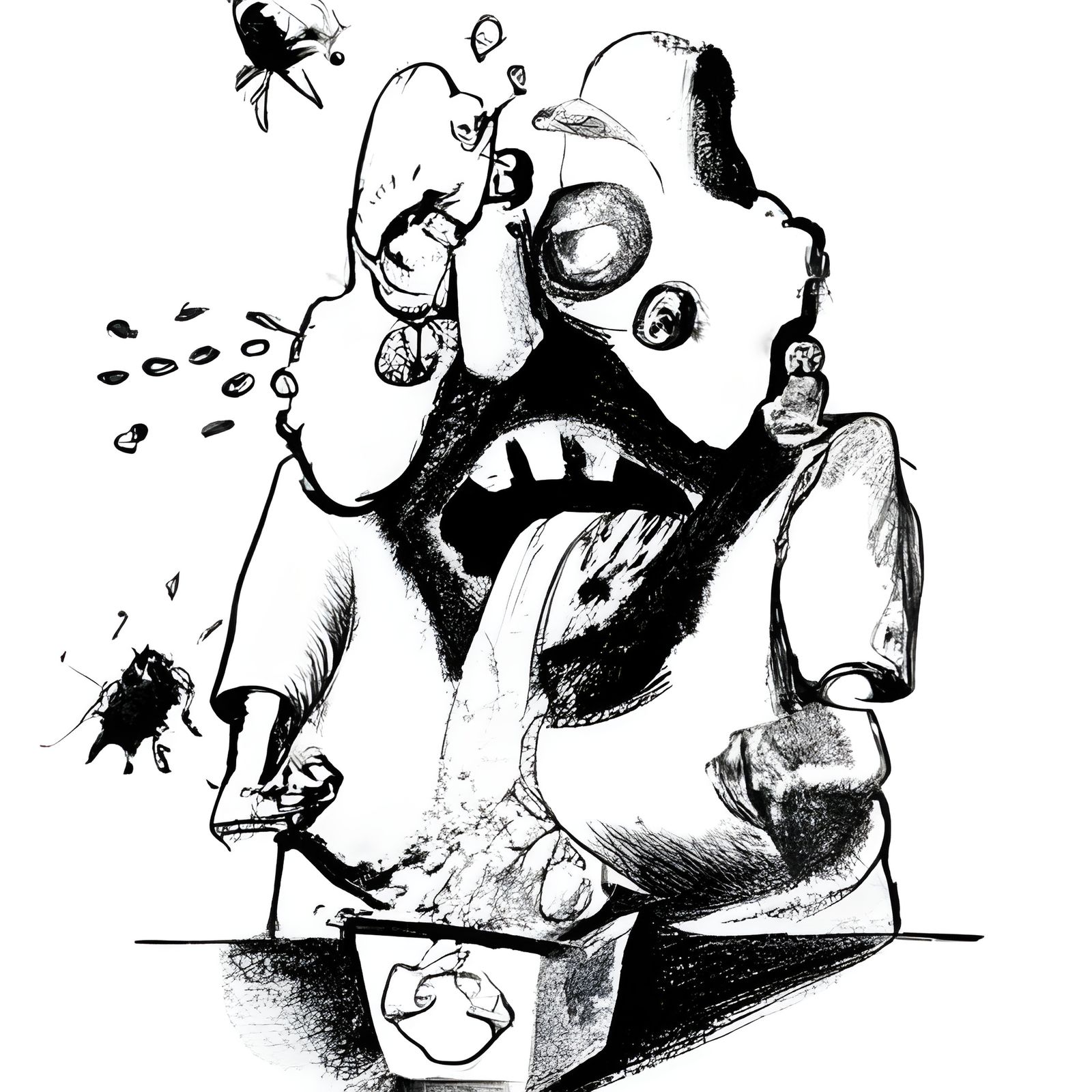 Melting Liver Scene in Modern Ink Painting