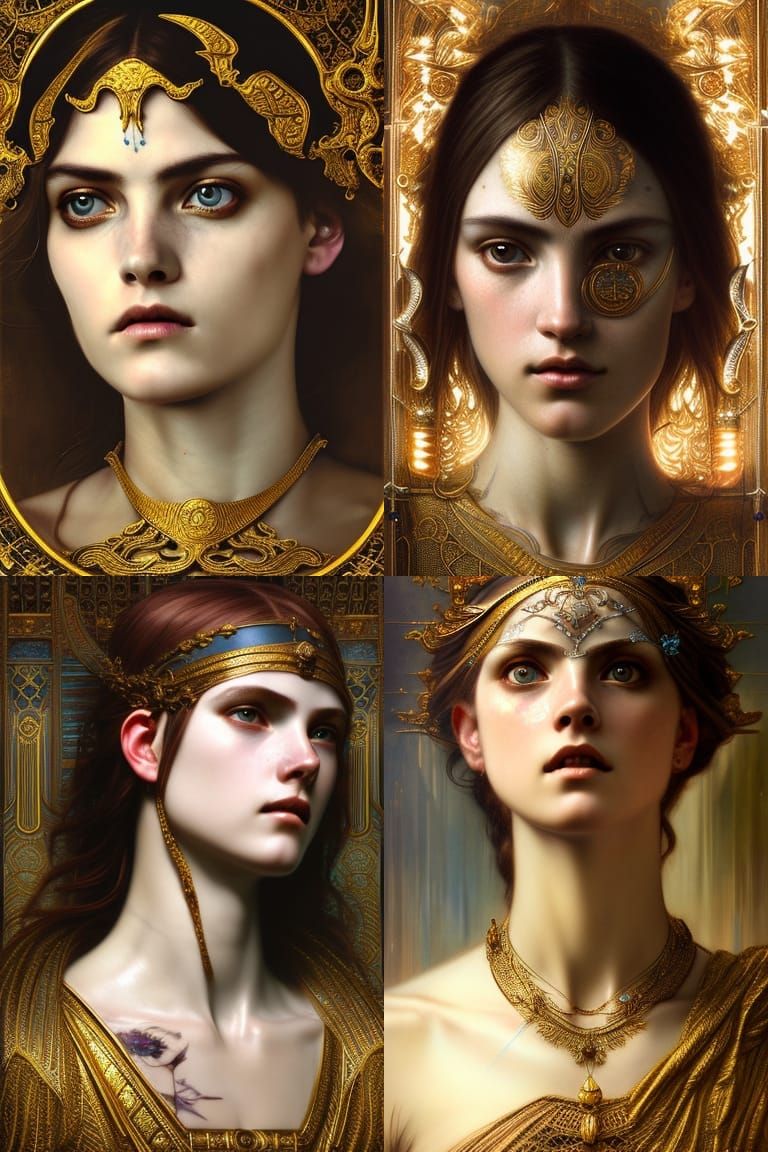 Ornate Porcelain Goddess Portrait with Gold Aura