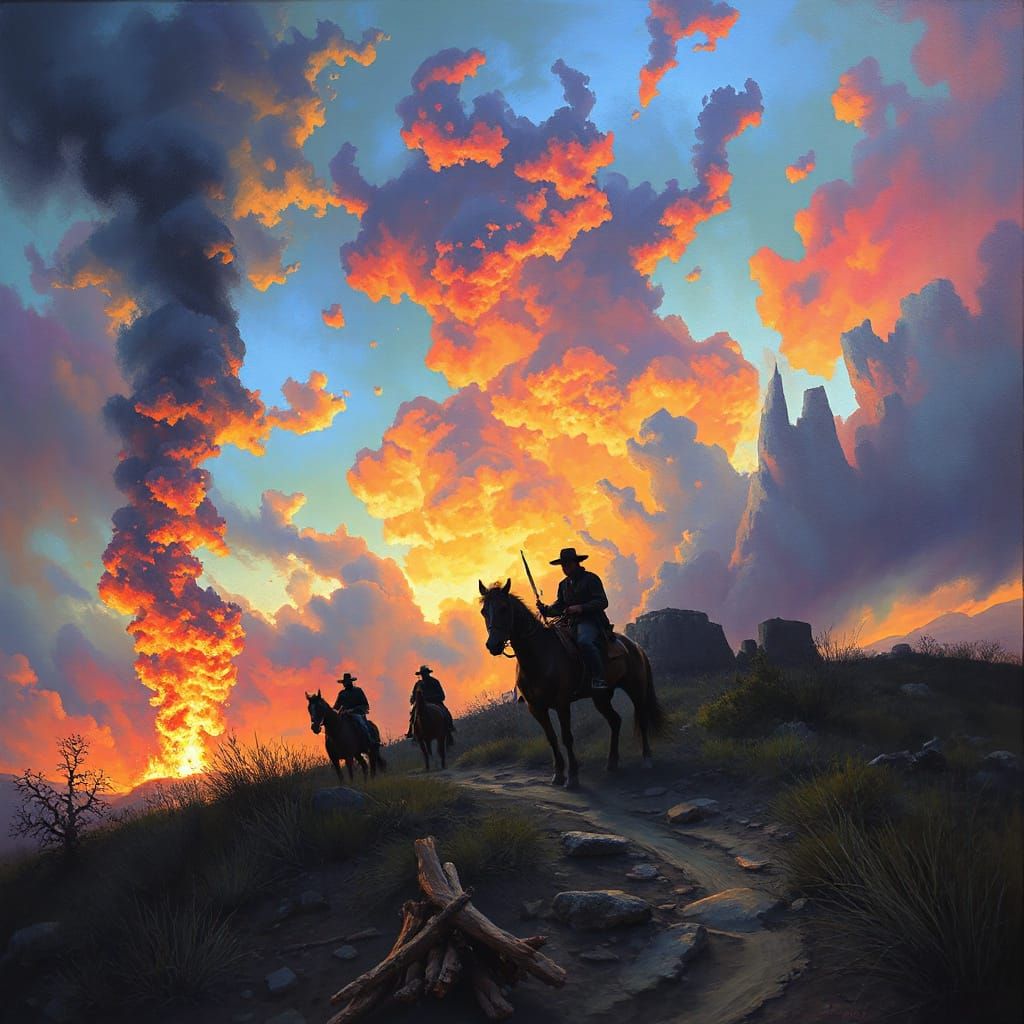 Vibrant Painting of a Man Rising From the Dead