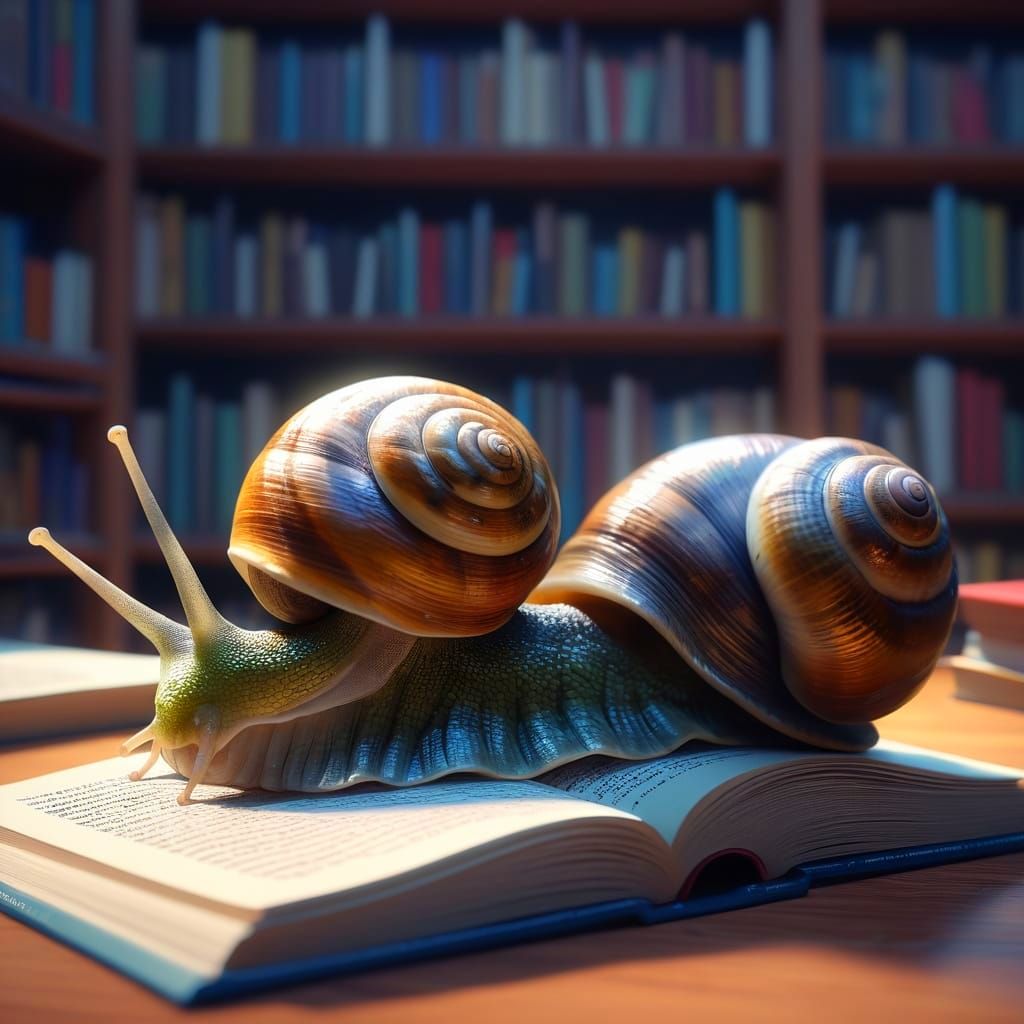 Snail's Literary Curiosity: 3D Anime Library Scene