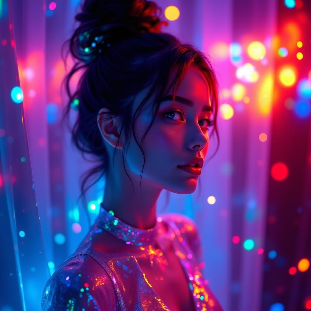 Neon Heartbreak in a Dazzling Cyberpunk Aesthetic