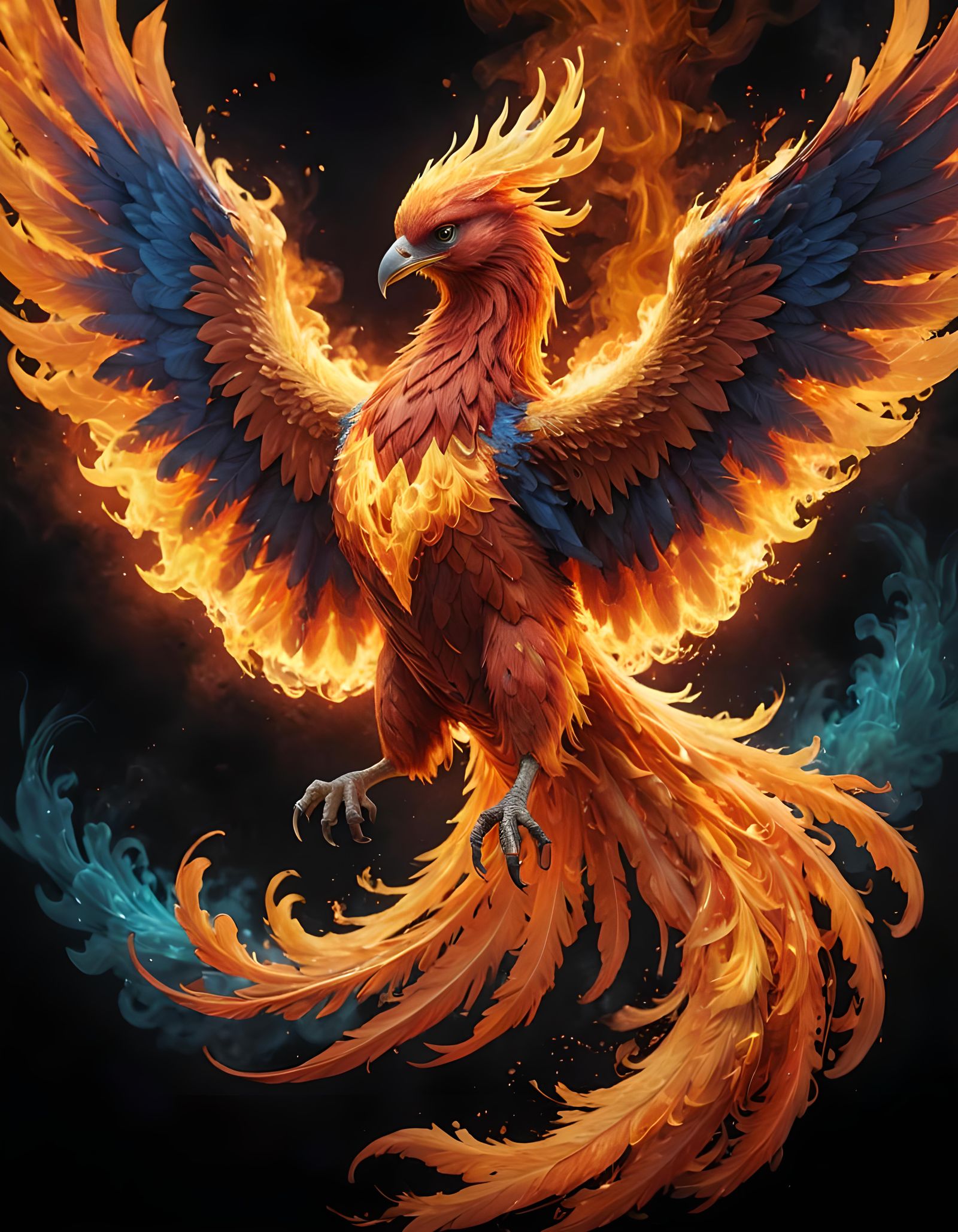 Ethereal Phoenix Rising in Fiery Fantasy