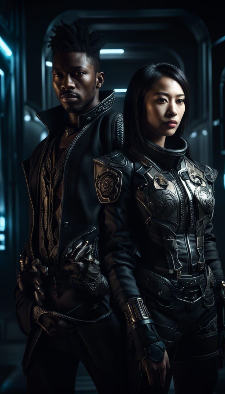 High-Tech Space Pirates in Hyperrealistic Style