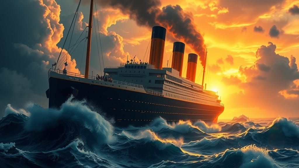 Epic Titanic Scene in Cinematic Digital Matte Painting Style