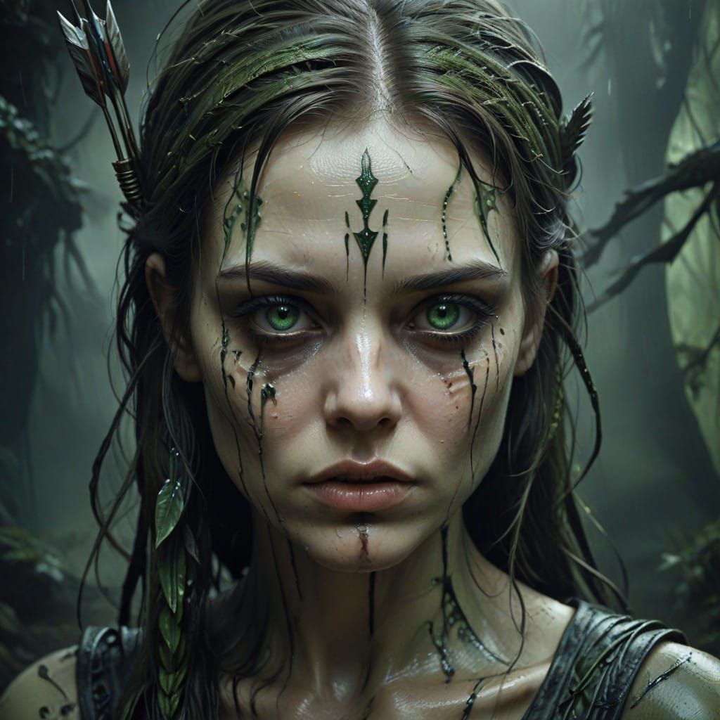 Mystical Warrior Bled by Dark Arrows