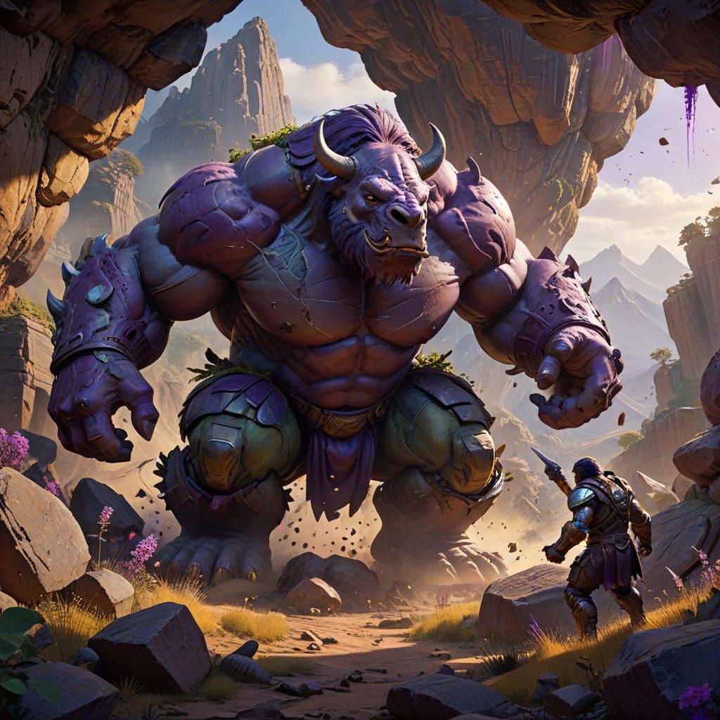 Hulk and Rhino Engage in Epic Canyon Battle in Dark Fantasy....