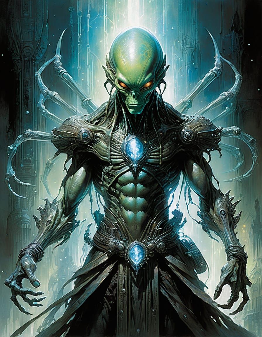 Alien Merchant Haggling Over Crystal: Abstract Art