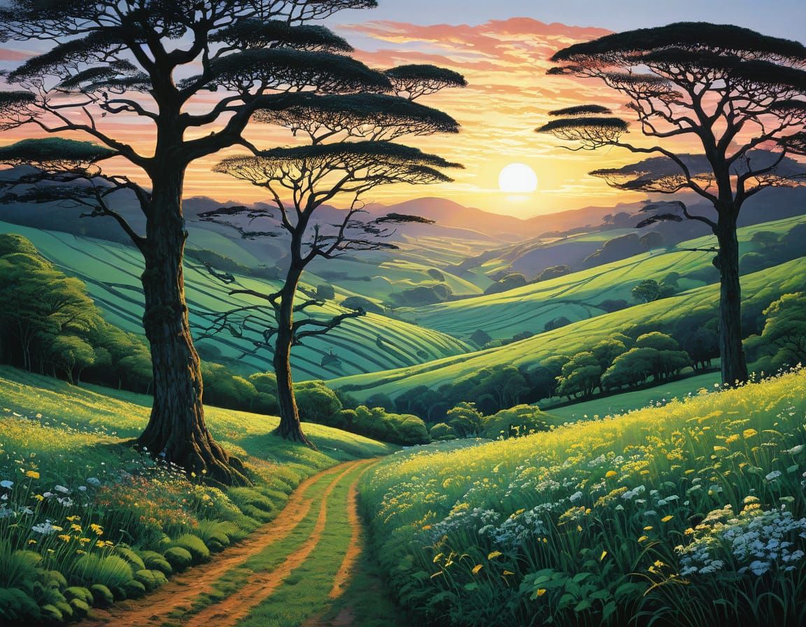 Abstract Landscape Art in Vibrant Colors