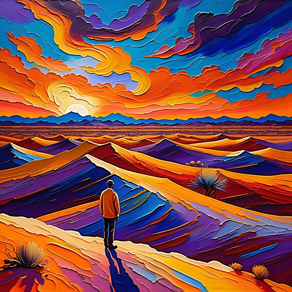 Desert Sunset: An Impasto Painting with Bold Brushstrokes