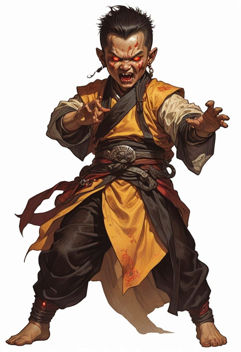 Mongolian Child Vampire Illustration in Vallejo Style