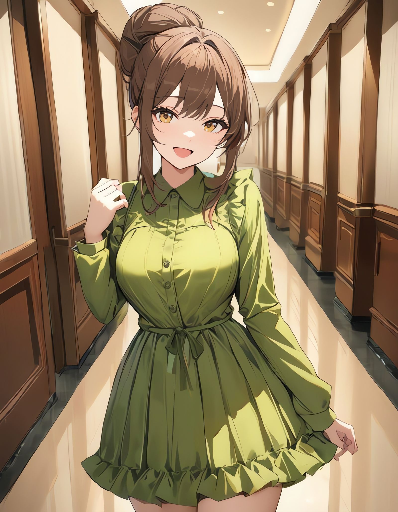 Woman in a Gaggle of Ruffles and Lace Smiles at the Viewer