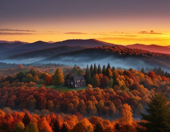 Spectacular Autumn Sunset Over Forest Hills