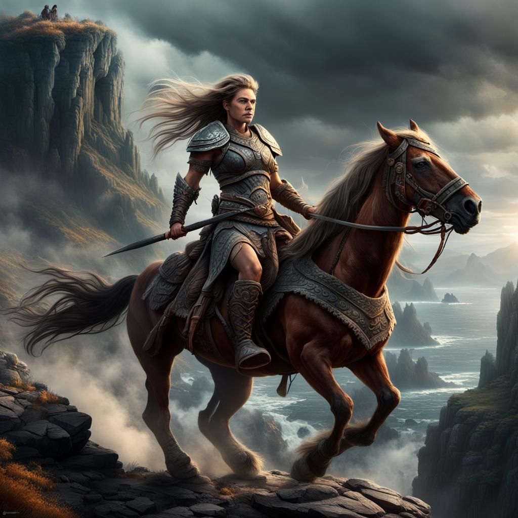 Epic Barbarian on Horseback: Digital Matte Painting