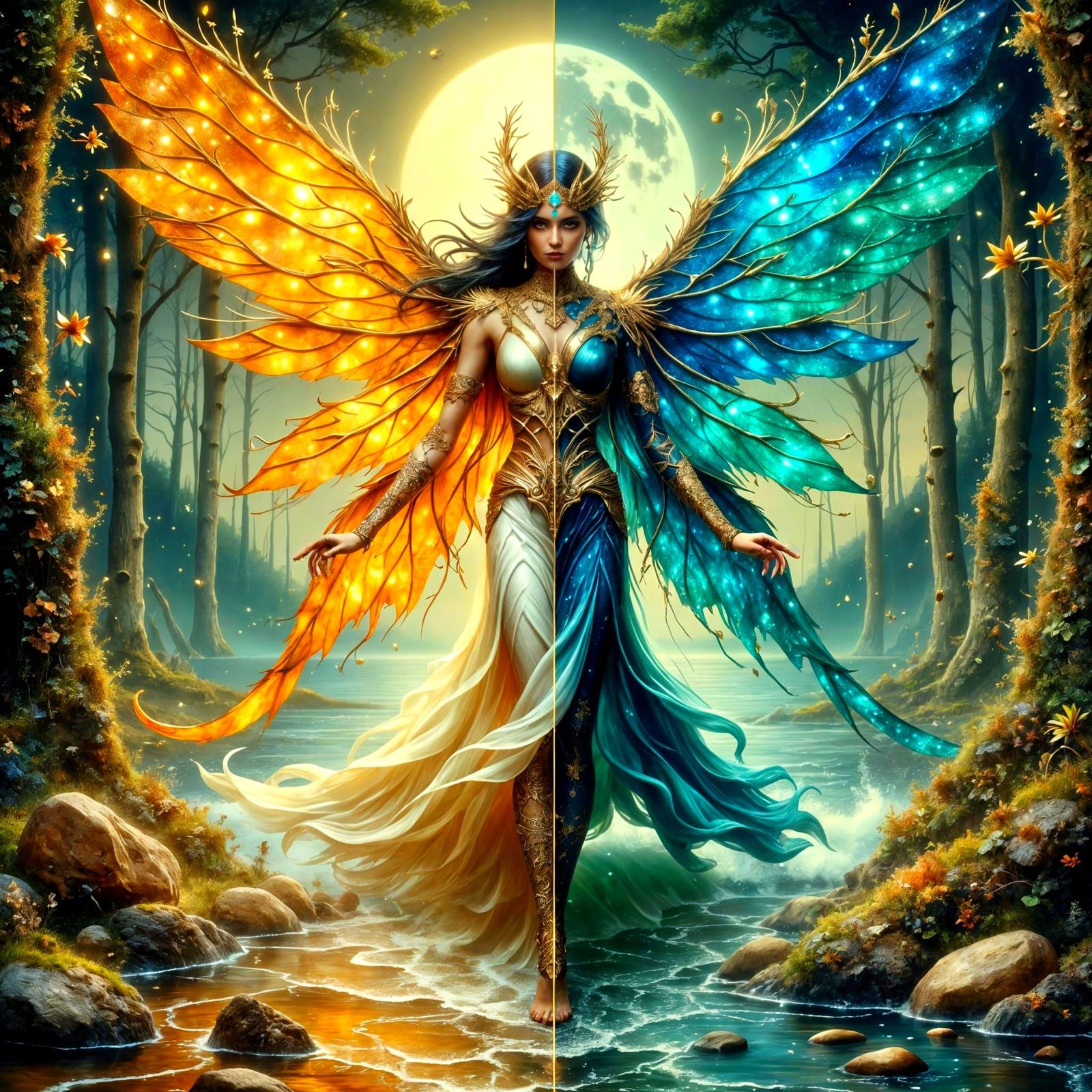 Dual Nature Goddess: Sand and Sea Divine Being