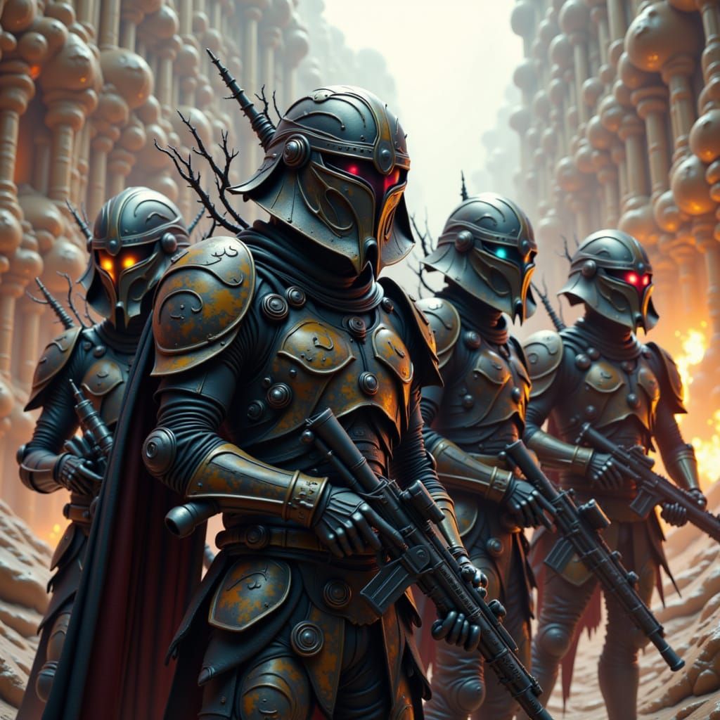Futuristic Armored Warriors Unite in Cinematic Style