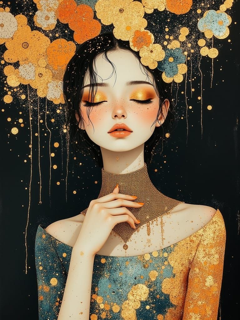 Glamorous Futuristic Goddess in Ornate, Cyberpunk-Inspired A...