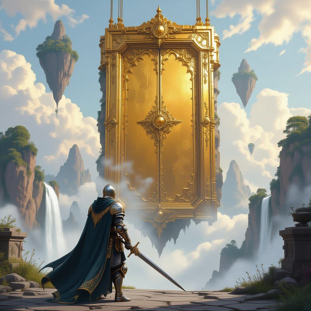 Knight Guarding Doorway to Floating Island World