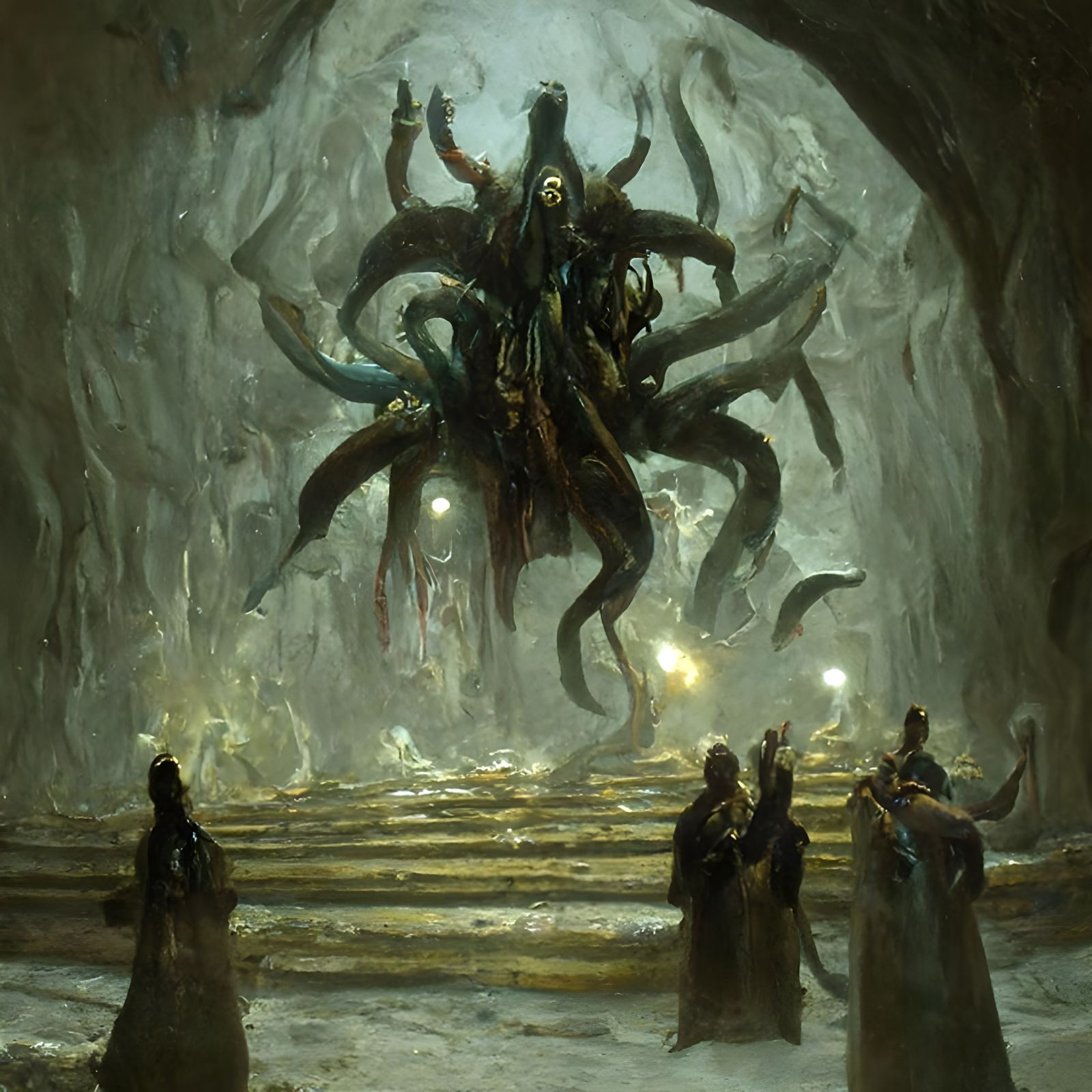 Cultists Summon Lovecraftian Horror in Grotto Interior