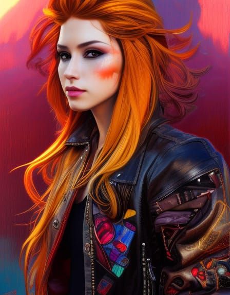 Cyberpunk Portrait of Dancing Character in Leather Jacket
