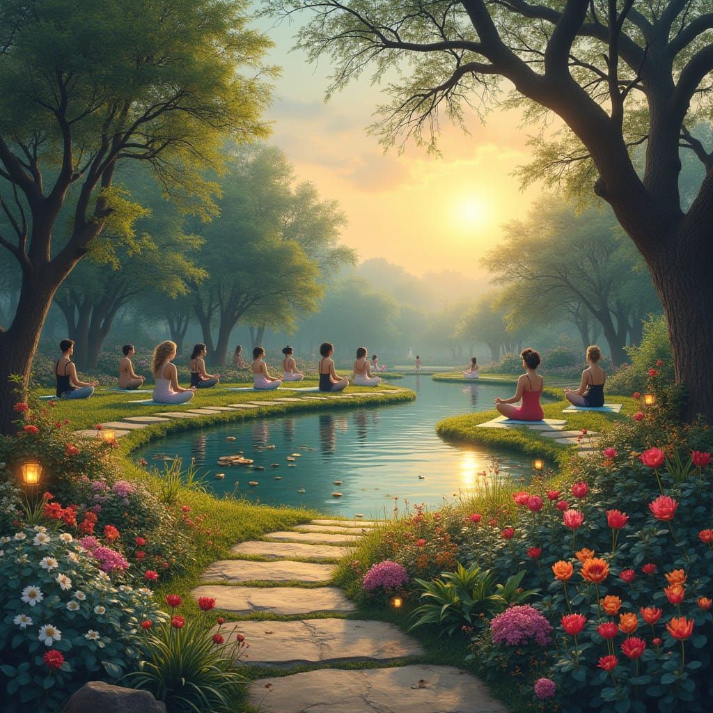 Garden of Abundance: Serene Landscape Inspired by Masters