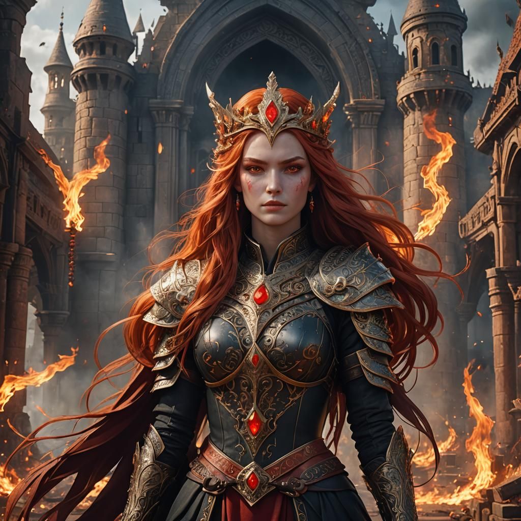 Fiery Woman of the Fire Kingdom: Fantasy Concept Art