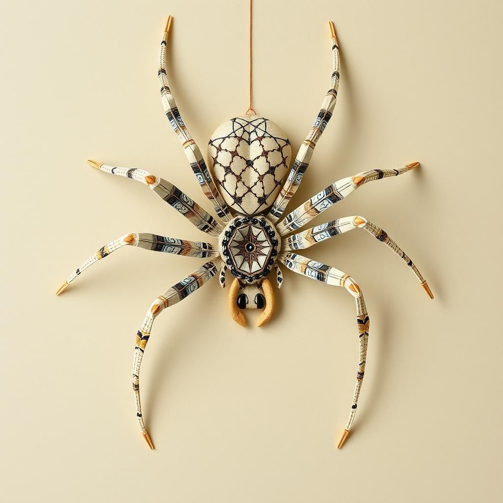 Intricate Paper Spider in Art Nouveau Style
