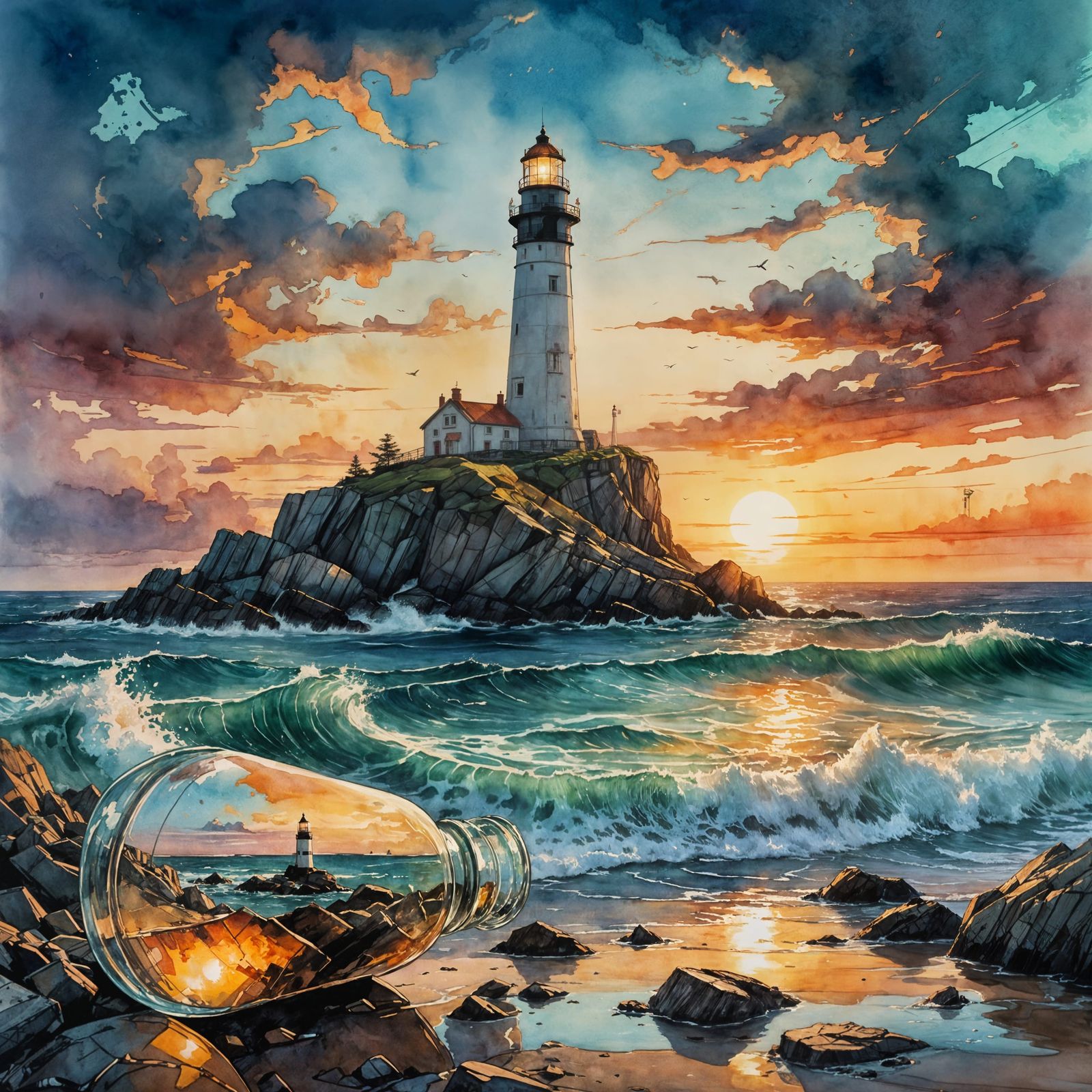 Majestic Beach Sunset in a Bottle