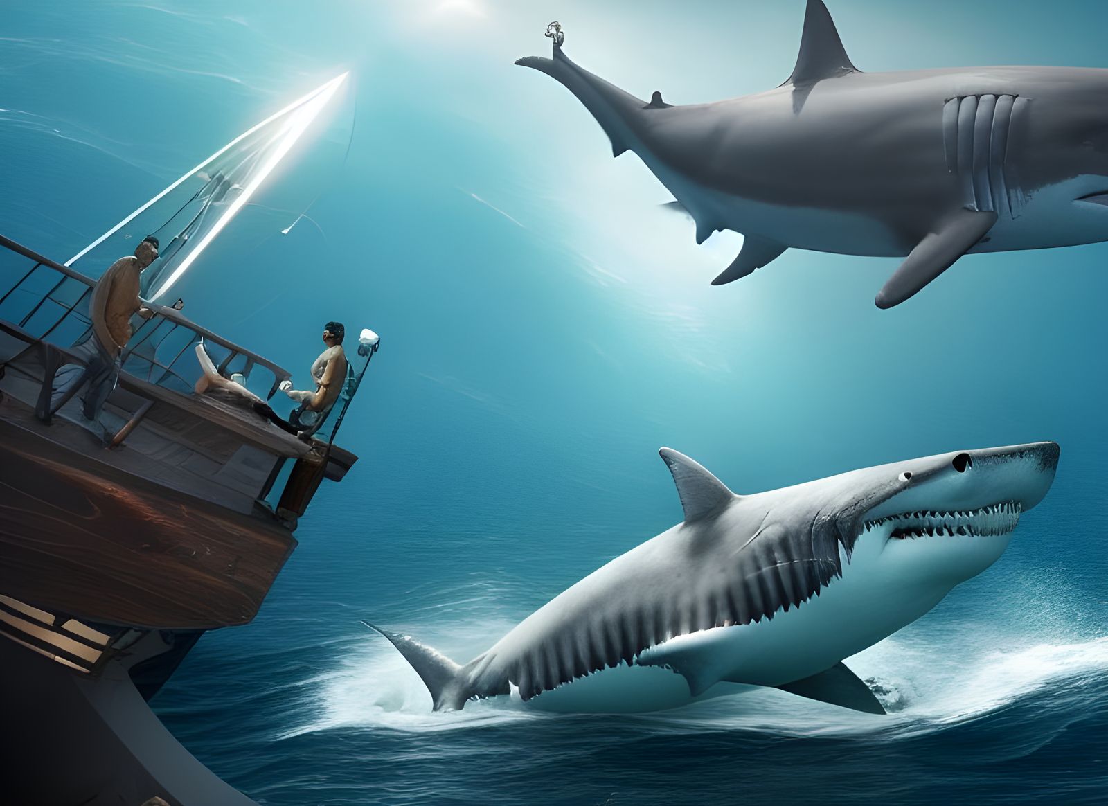 Fishermen Hook Giant Shark in Interstellar Ocean