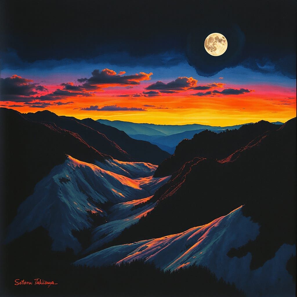 Dramatic Dawn Landscape in Impasto Alcohol Ink Style