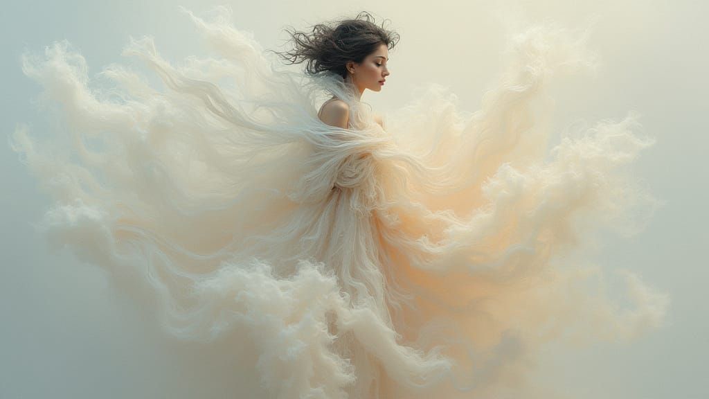 Ethereal Mist Woman in Expressive Figurative Style