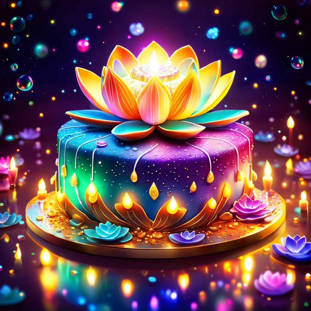 Sparkling Lotus Cake with Edible Decorations