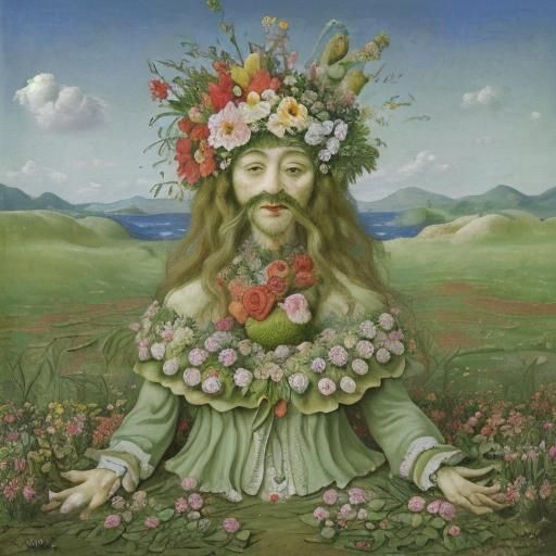 Surreal Faded Flowers Landscape in Dali Style