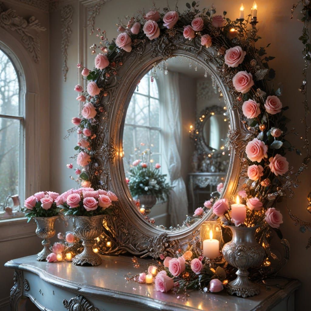 Opulent Mirror Reflecting Autumn Forest with River