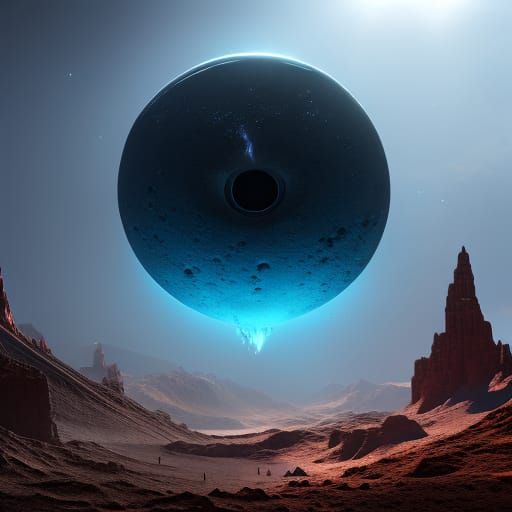 Detailed Black Hole Matte Painting in Deep Color