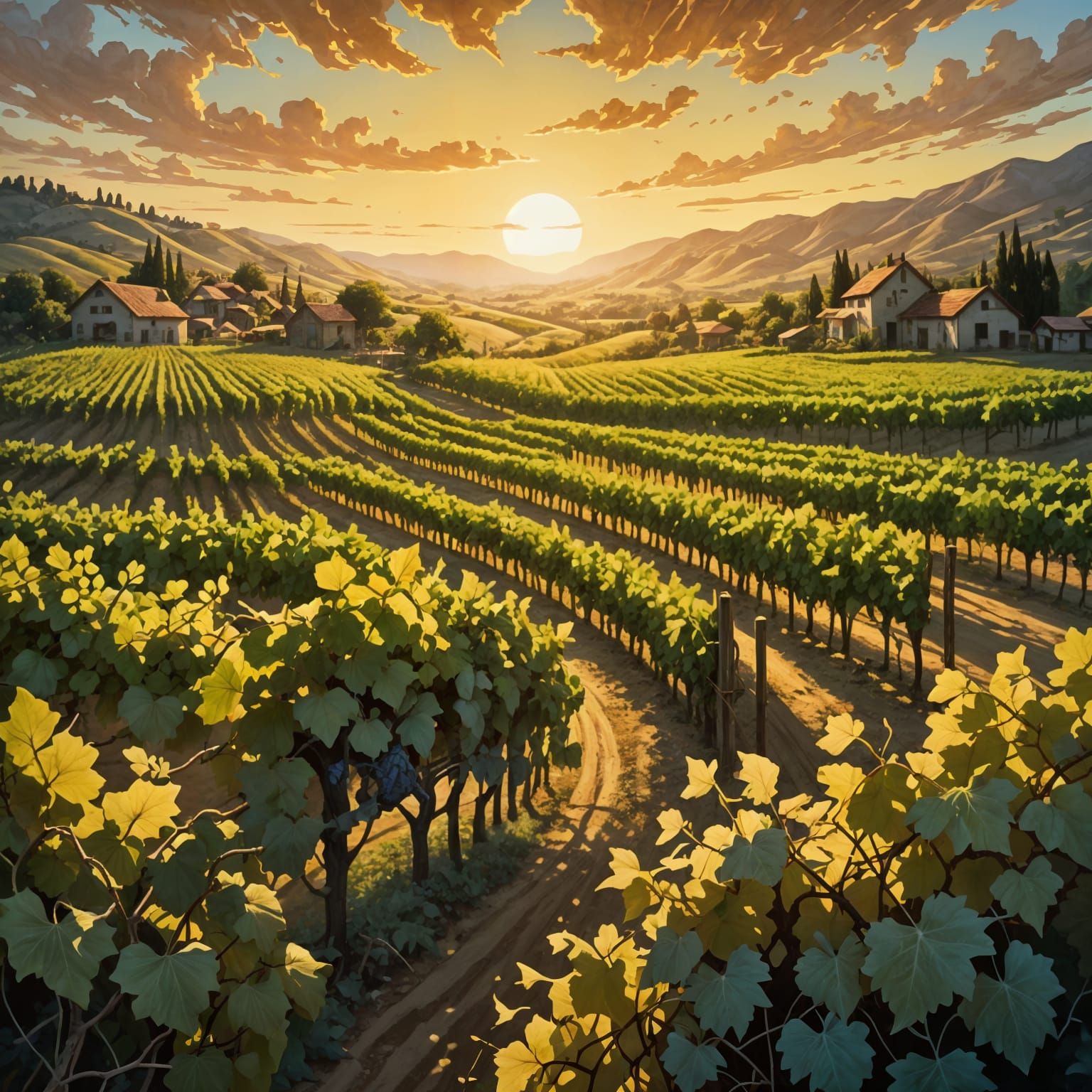Whimsical Feywild Vineyards in Golden Hour
