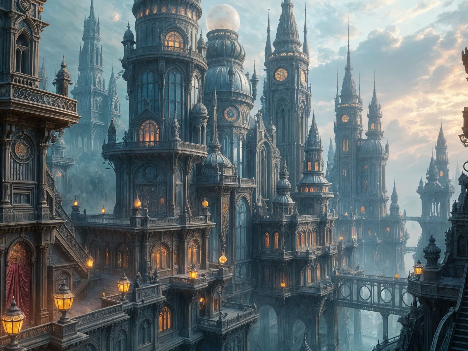 Surreal Cityscape in Dreamlike Atmosphere