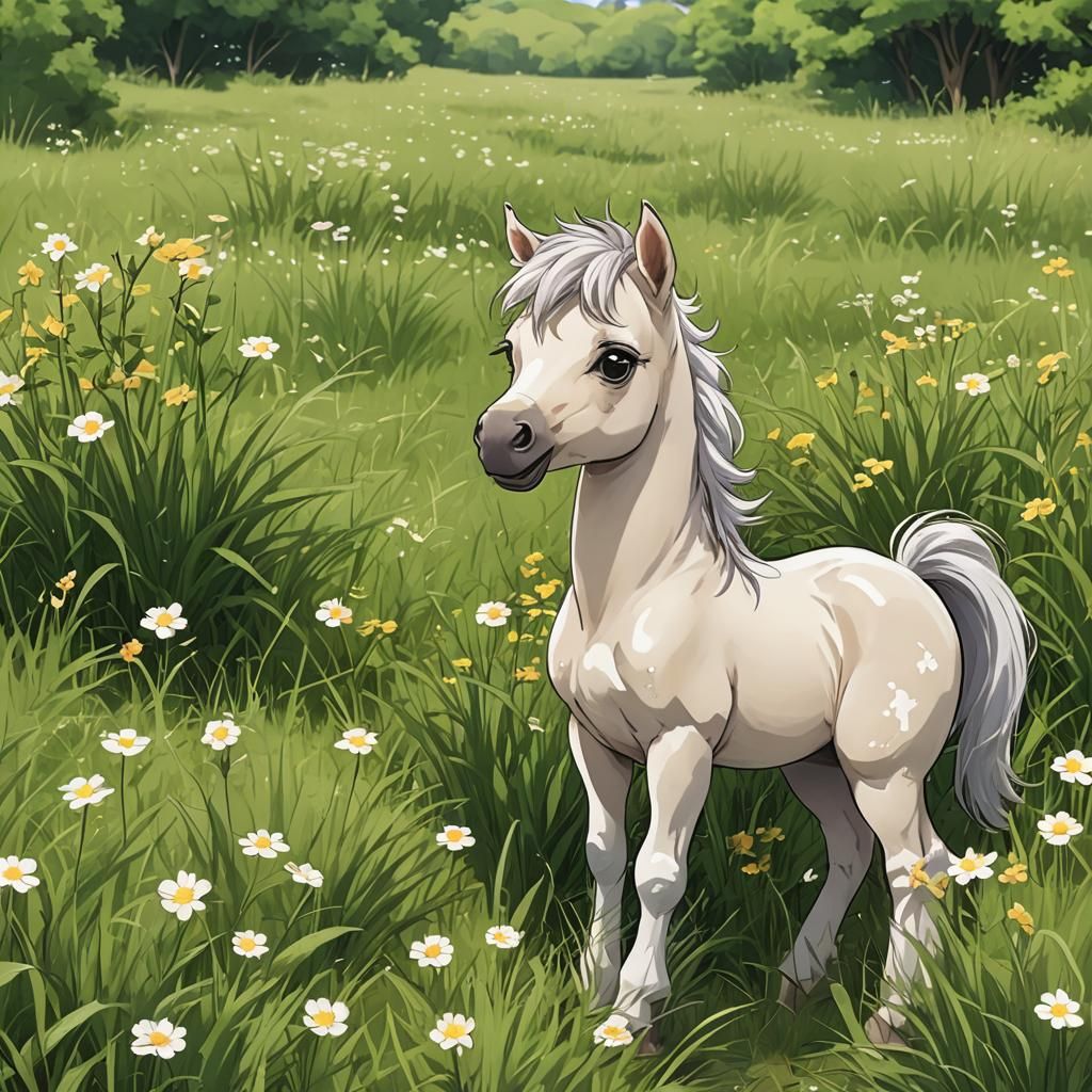 Cute Anime Foal in a Field
