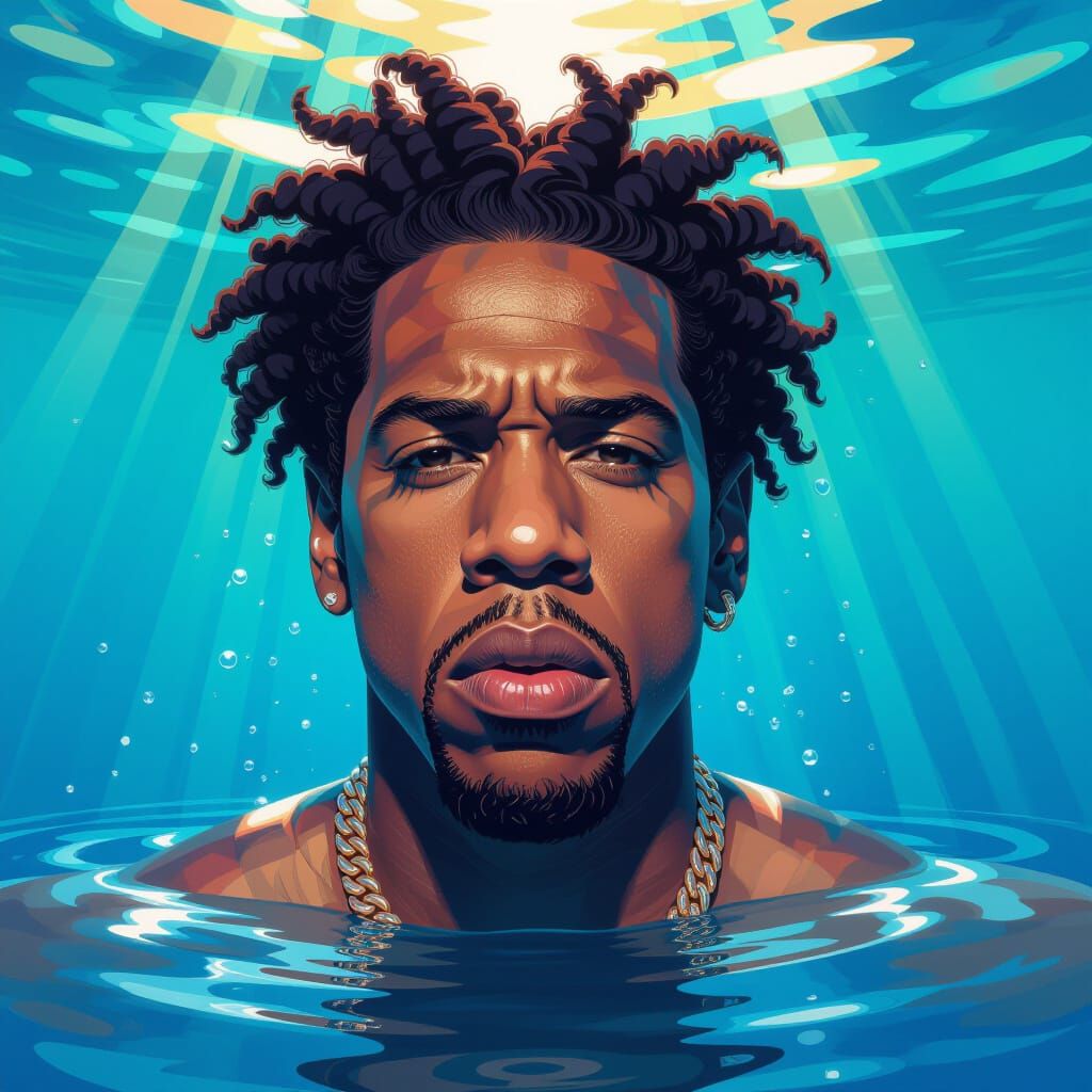Jay Z as Merman: Hyperdetailed Ethereal Portrait
